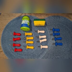 Corn On The Cob Lot Butter Boy Zyliss Interlocking Corn Holders Desilking Brush